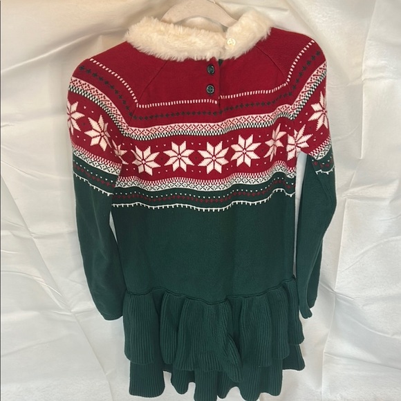 Gymboree Green and Red Ruffled Tiered Sweater Dress - Picture 4 of 4